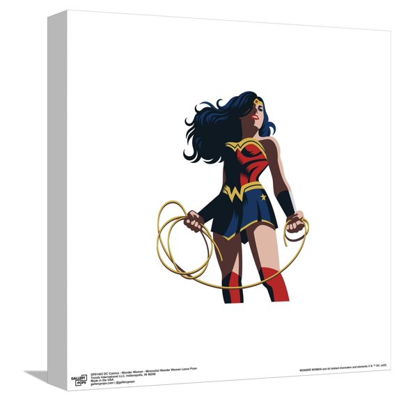 Gallery Pops DC Comics Wonder Woman - Minimalist Wonder Woman Lasso Pose Canvas Wall Art, Unframed Version, 12" x 12"