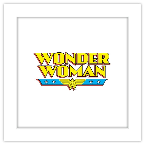 Gallery Pops DC Comics Wonder Woman - Wonder Woman Classic Text Wall Art, White Framed Version, 12" x 12"