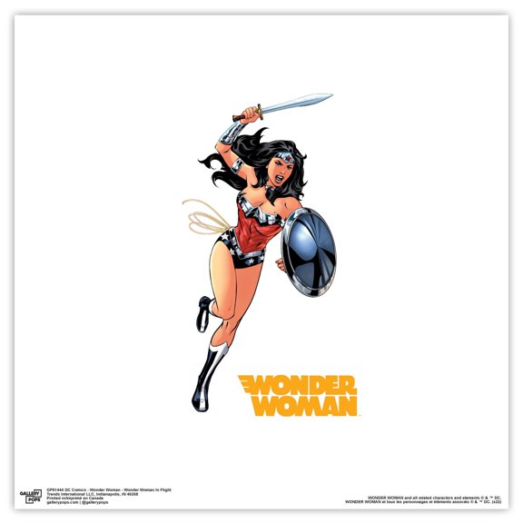 Gallery Pops DC Comics Wonder Woman - Wonder Woman In Flight Wall Art, Unframed Version, 12" x 12"