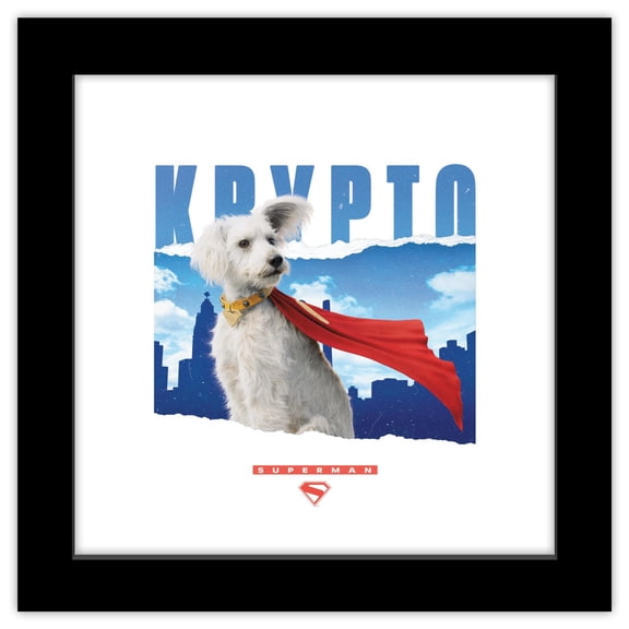 Gallery Pops DC Studios Superman (2025) - Krypto City Graphic Wall Art, Black Framed Version, 12" x 12"