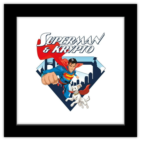 Gallery Pops DC Studios Superman (2025) - Superman & Krypto Wall Art, Black Framed Version, 12" x 12"