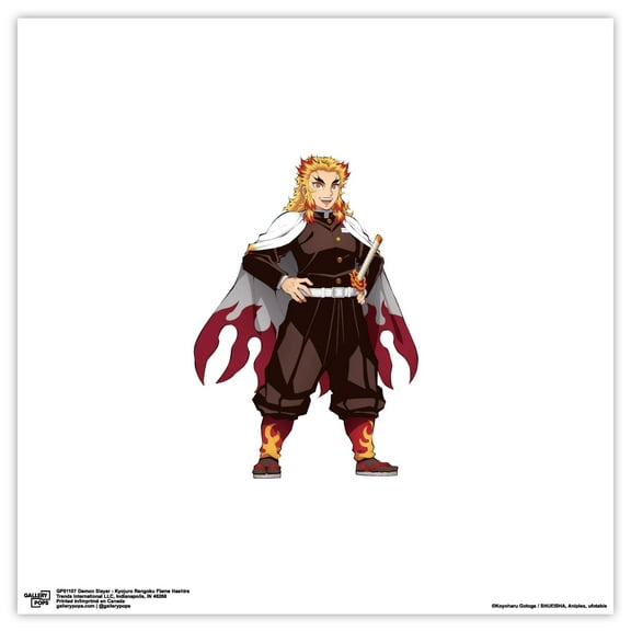Gallery Pops Demon Slayer - Kyojuro Rengoku Flame Hashira Wall Art, Unframed Version, 12" x 12"