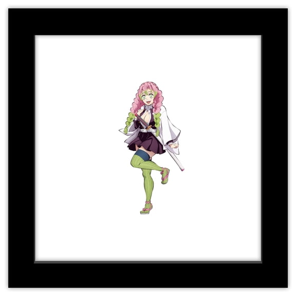Gallery Pops Demon Slayer - Mitsuri Kanroji Love Hashira Wall Art, Black Framed Version, 12" x 12"