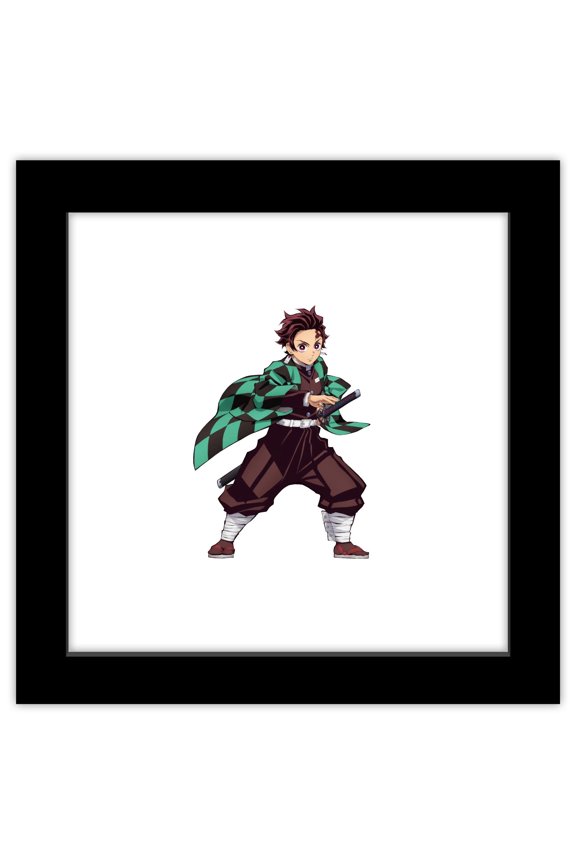 Gallery Pops Demon Slayer - Tanjiro Kamado Wall Art, Black Framed Version, 12" x 12"