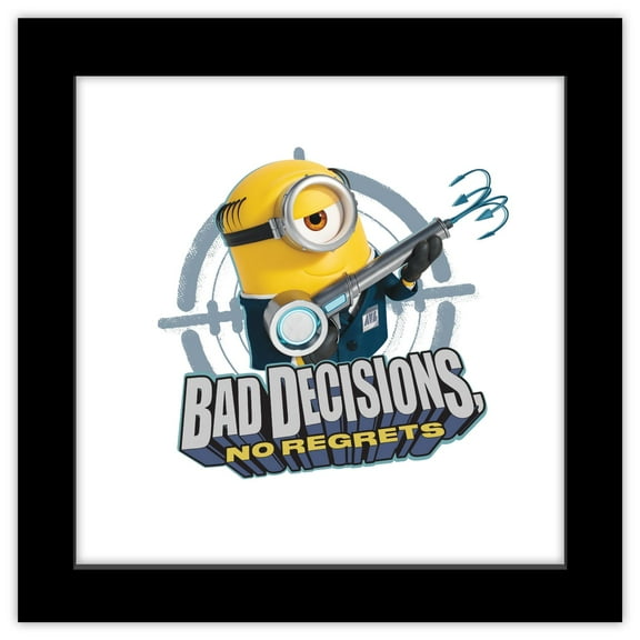 Gallery Pops Despicable Me 4 - Bad Decisions No Regrets Wall Art, Black Framed Version, 12" x 12"