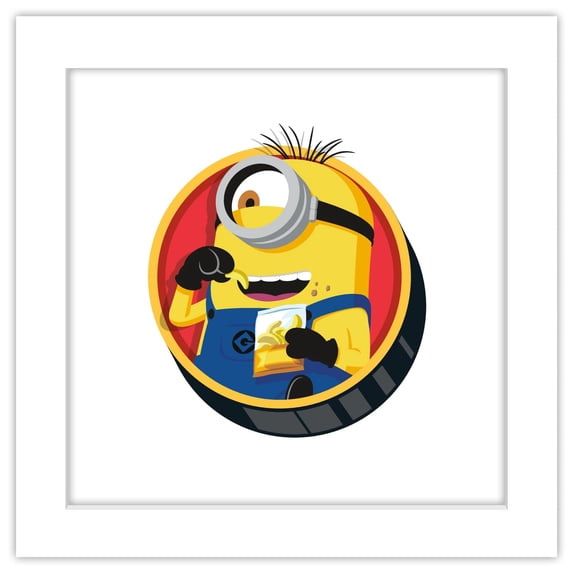 Gallery Pops Despicable Me 4 - Carl Character Badge Wall Art, White Framed Version, 12" x 12"