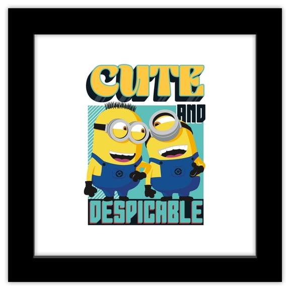Gallery Pops Despicable Me 4 - Cute and Despicable Wall Art, Black Framed Version, 12" x 12"