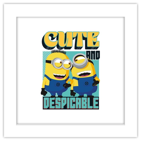 Gallery Pops Despicable Me 4 - Cute and Despicable Wall Art, White Framed Version, 12" x 12"
