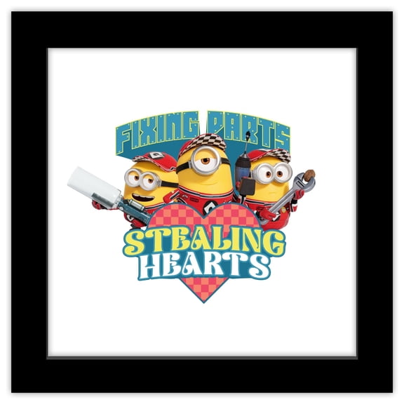 Gallery Pops Despicable Me 4 - Fixing Parts Stealing Hearts Wall Art, Black Framed Version, 12" x 12"