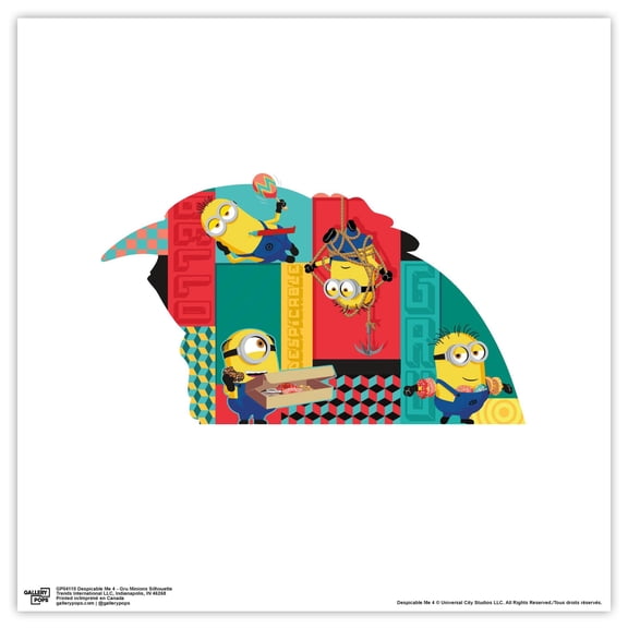 Gallery Pops Despicable Me 4 - Gru Minions Silhouette Wall Art, Unframed Version, 12" x 12"