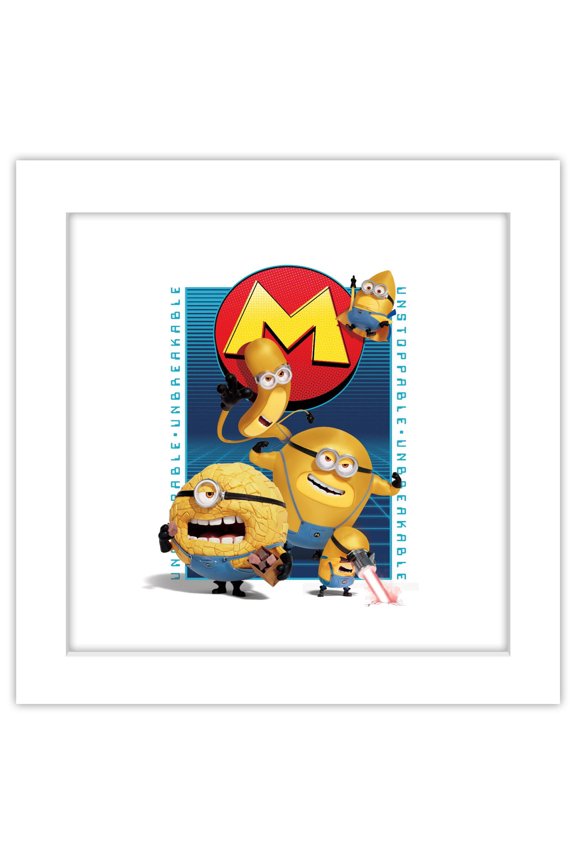 Gallery Pops Despicable Me 4 - Mega Minion Comic Strip Wall Art, White Framed Version, 12" x 12"