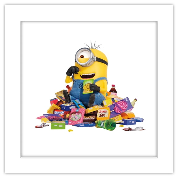 Gallery Pops Despicable Me 4 - Snack Time Pile Wall Art, White Framed Version, 12" x 12"
