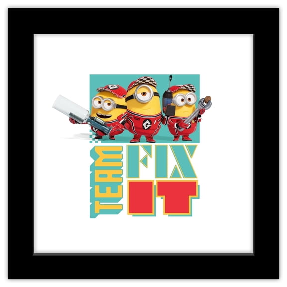 Gallery Pops Despicable Me 4 - Team Fix It Wall Art, Black Framed Version, 12" x 12"