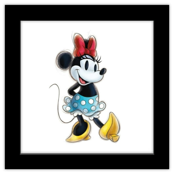 Gallery Pops Disney 100th Anniversary - Sketch Minnie Mouse Wall Art, Black Framed Version, 12" x 12"