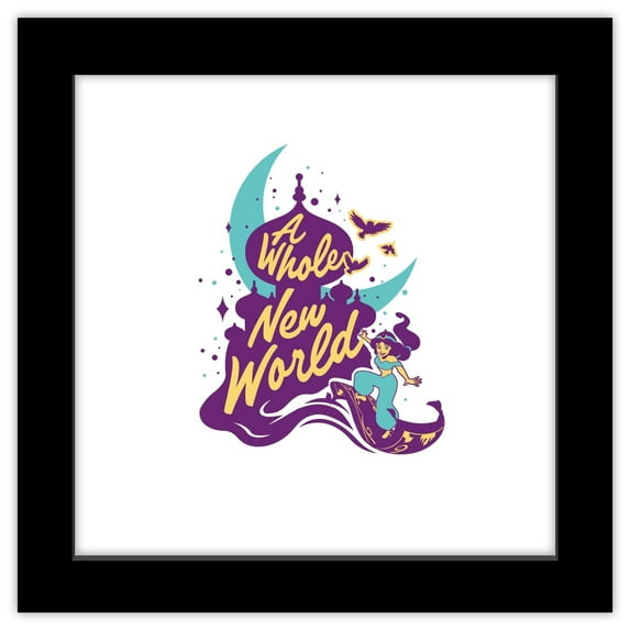 Gallery Pops Disney 100th Anniversary Song Titles - Aladdin A Whole New World Wall Art, Black Framed Version, 12" x 12"