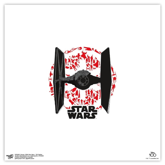 Gallery Pops Disney 100th Anniversary Star Wars - TIE Fighter Wall Art, Unframed Version, 12" x 12"