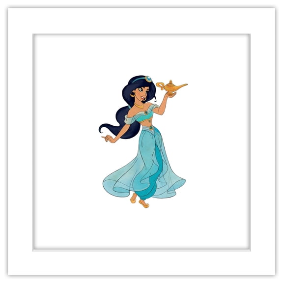 Gallery Pops Disney Aladdin - Jasmine and the Lamp Wall Art, White Framed Version, 12" x 12"