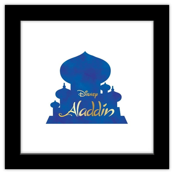 Gallery Pops Disney Aladdin - Logo Wall Art, Black Framed Version, 12" x 12"