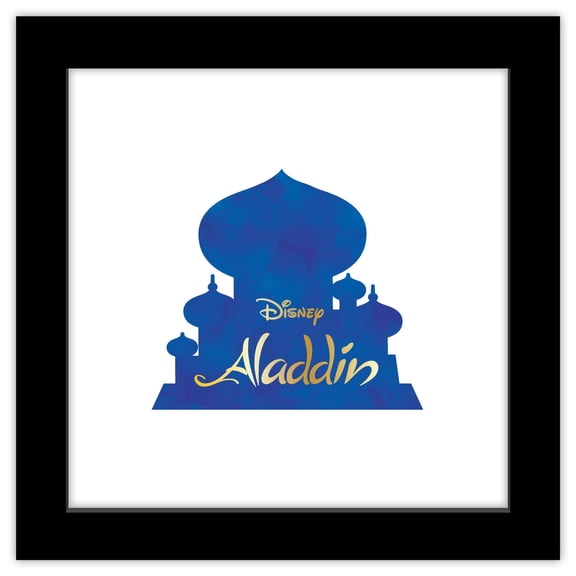 Gallery Pops Disney Aladdin - Logo Wall Art, Black Framed Version, 12" x 12"