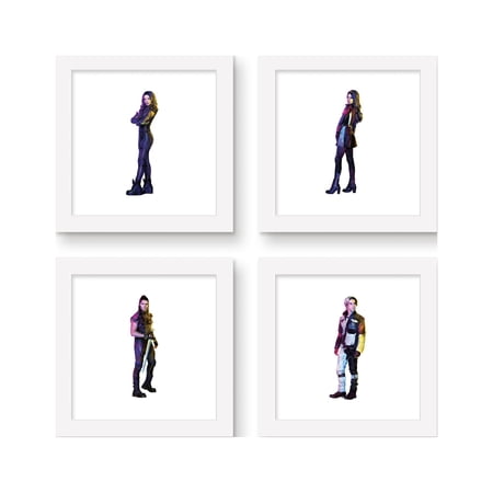 Gallery Pops Disney Descendants 3 - Characters VK Wall Art Bundle (4-Pack), White Framed Version, 12" x 12"