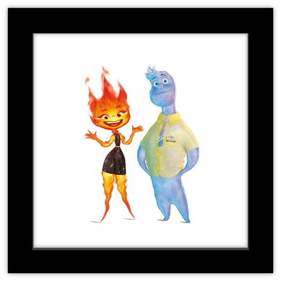 Gallery Pops Disney Elemental - Ember Lumen and Wade Ripple Wall Art, Black Framed Version, 12" x 12"