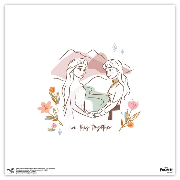 Gallery Pops Disney Frozen 2 - Elsa and Anna In This Together Wall Art, Unframed Version, 12" x 12"