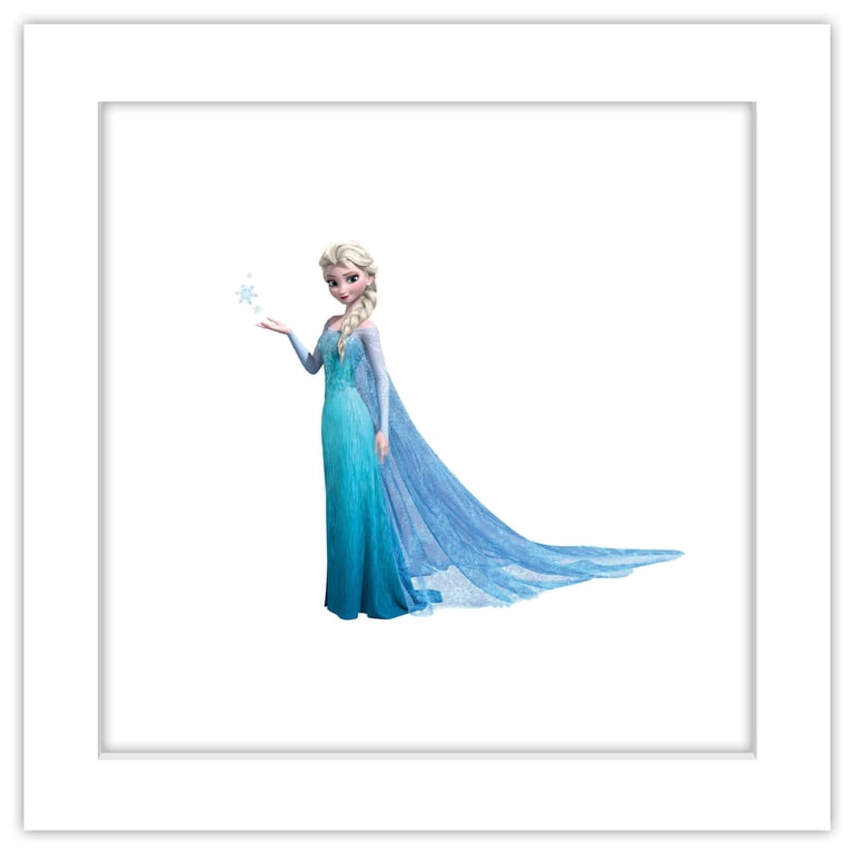 Gallery Pops Disney Frozen - Elsa Original Blue Dress Wall Art, White Framed Version, 12" x 12"