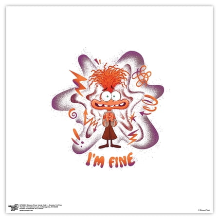 Gallery Pops Disney Inside Out 2 - Anxiety I'm Fine Wall Art, Unframed Version, 12" x 12"