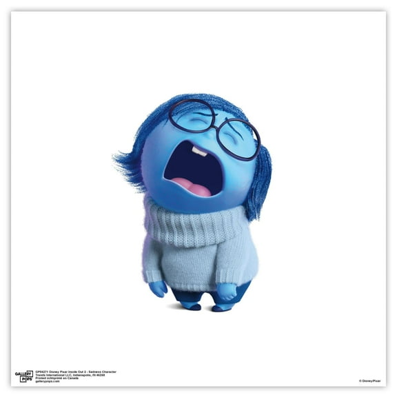 Gallery Pops Disney Inside Out 2 - Sadness Character Wall Art, Unframed Version, 12" x 12"