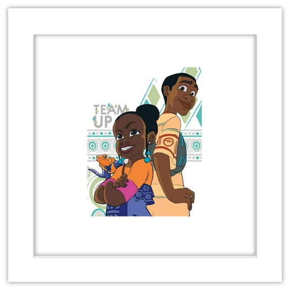 Gallery Pops Disney Iwájú - Team Up Wall Art, White Framed Version, 12" x 12"