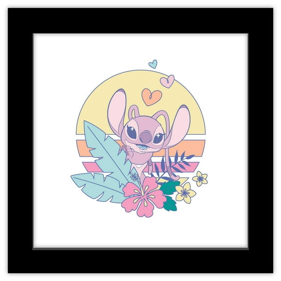 Gallery Pops Disney Lilo & Stitch - Angel Planetary Pastel Wall Art, Black Framed Version, 12" x 12"
