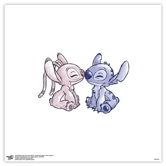 Gallery Pops Disney Lilo & Stitch - Angel and Stitch Color Sketch Wall Art, Unframed Version, 12" x 12"