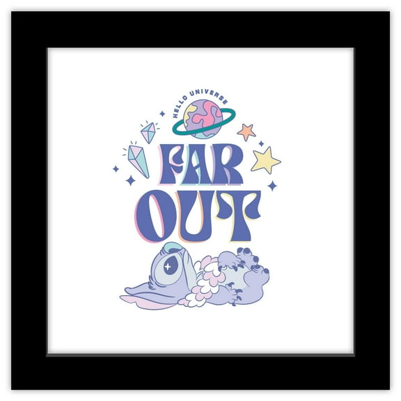 Gallery Pops Disney Lilo & Stitch - Far Out Planetary Pastel Wall Art, Black Framed Version, 12" x 12"