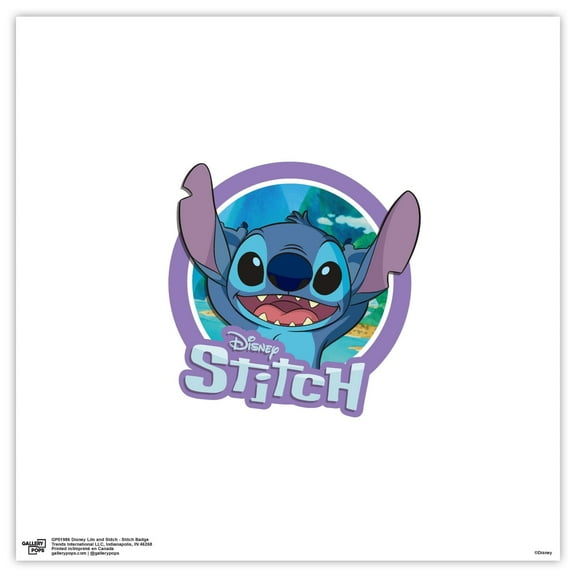 Gallery Pops Disney Lilo & Stitch - Stitch Badge Wall Art, Unframed Version, 12" x 12"