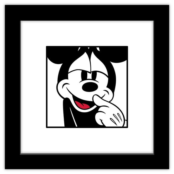 Gallery Pops Disney Mickey Mouse - Mickey Expressions - Bashful Wall Art, Black Framed Version, 12" x 12"