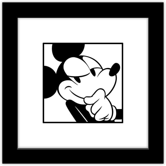 Gallery Pops Disney Mickey Mouse - Mickey Expressions - Cheeky Wall Art, Black Framed Version, 12" x 12"