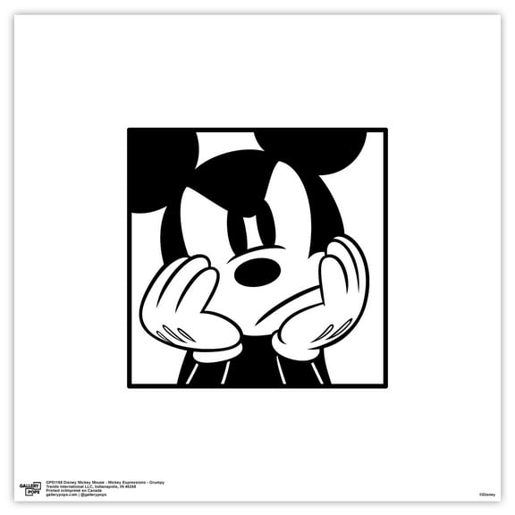 Gallery Pops Disney Mickey Mouse - Mickey Expressions - Grumpy Wall Art, Unframed Version, 12" x 12"