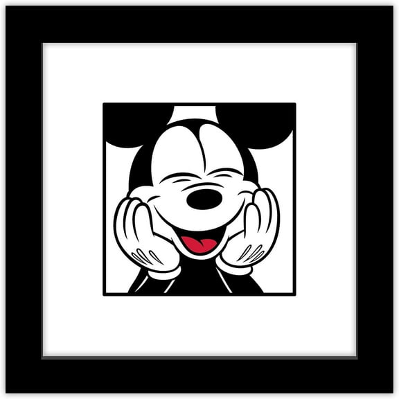 Gallery Pops Disney Mickey Mouse - Mickey Expressions - Happy Wall Art, Black Framed Version, 12" x 12"
