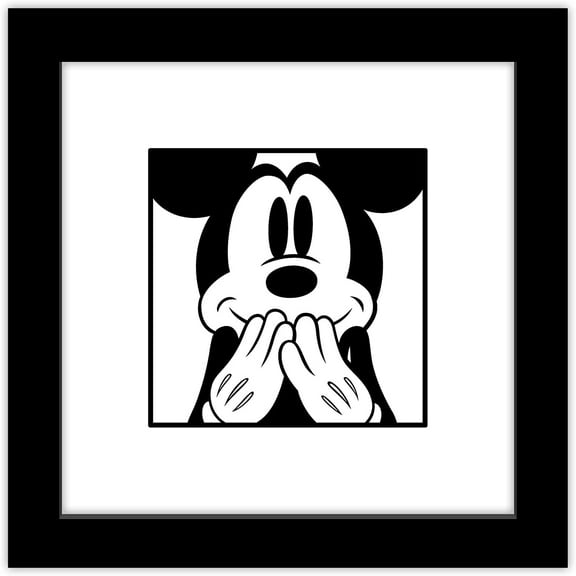 Gallery Pops Disney Mickey Mouse - Mickey Expressions - Nervous Wall Art, Black Framed Version, 12" x 12"