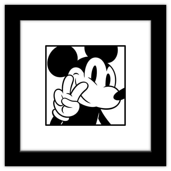 Gallery Pops Disney Mickey Mouse - Mickey Expressions - Peace Wall Art, Black Framed Version, 12" x 12"