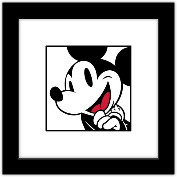 Gallery Pops Disney Mickey Mouse - Mickey Expressions - Smiling Wall Art, Black Framed Version, 12" x 12"