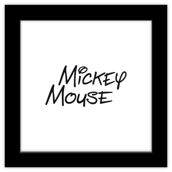 Gallery Pops Disney Mickey Mouse - Mickey Mouse Script Logo Wall Art, Black Framed Version, 12" x 12"