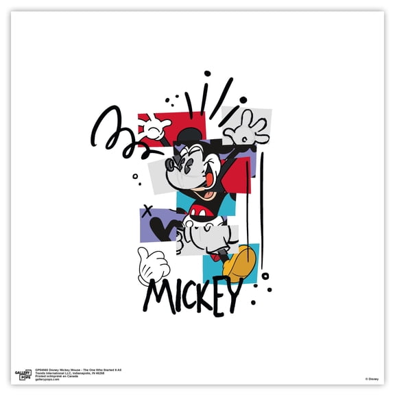 Gallery Pops Disney Mickey Mouse - The One Who Started It All Wall Art, Unframed Version, 12" x 12"