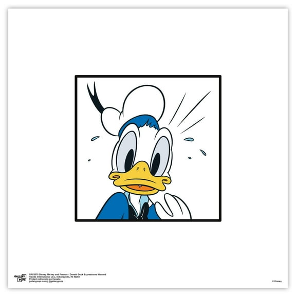 Gallery Pops Disney Mickey and Friends - Donald Duck Expressions Worried Wall Art, Unframed Version, 12" x 12"