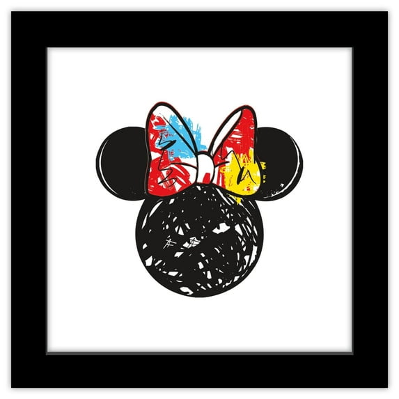 Gallery Pops Disney Mickey and Friends - Ink & Scribble Minnie Mouse Ears Wall Art, Black Framed Version, 12" x 12"