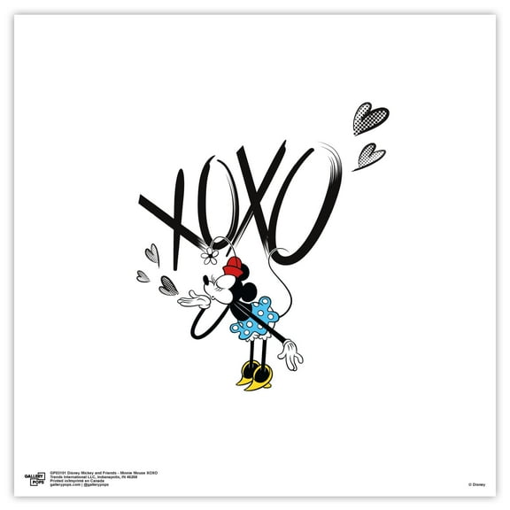 Gallery Pops Disney Mickey and Friends - Minnie Mouse XOXO Wall Art, Unframed Version, 12" x 12"