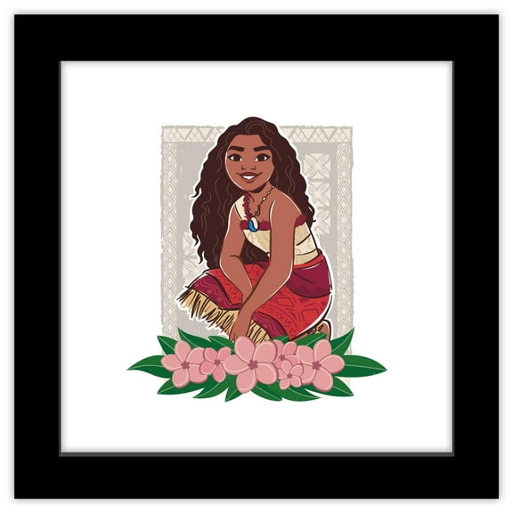 Gallery Pops Disney Moana 2 - Moana Floral Wall Art, Black Framed Version, 12" x 12"