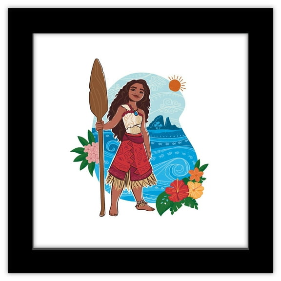 Gallery Pops Disney Moana 2 - Moana Land and Sea Wall Art, Black Framed Version, 12" x 12"