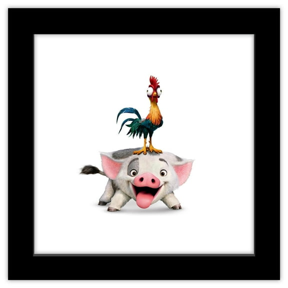 Gallery Pops Disney Moana - Hei Hei and Pua Wall Art, Black Framed Version, 12" x 12"