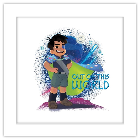 Gallery Pops® Disney Pixar Elio - Out of This World Badge Wall Art, White Framed Version